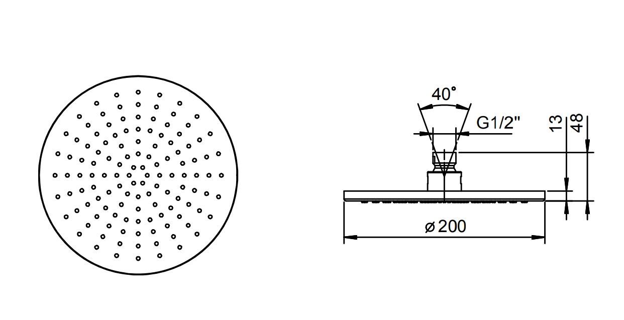 Fantini Верхний душ, диаметром 200 мм, хром