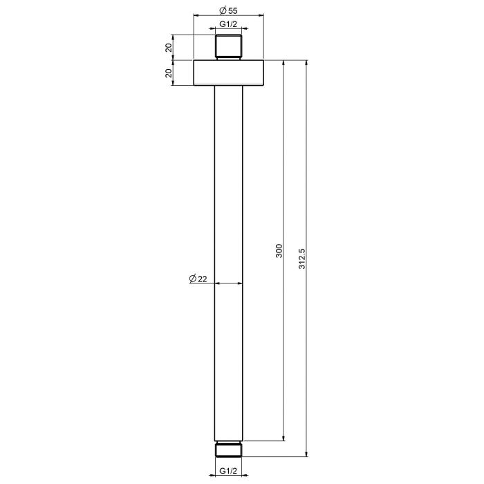 Fima Carlo Frattini Wellness Держатель верхнего душа 300 мм., потолочный монтаж, цвет: чёрный матовый