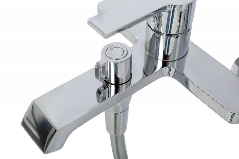 AURORA Смеситель для ванны и душа в комплекте с ручным душем, шлангом и держателем, хром AURORA-VASM-CRM, артикул AURORA-VASM-CRM