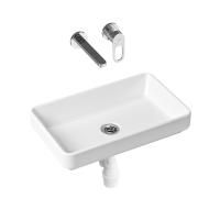 Комплект 3 в 1 Lavinia Boho Bathroom Sink Slim 21510156, накладная фарфоровая раковина 55 см, встраиваемый смеситель со скрытым механизмом, пластиковый сифон