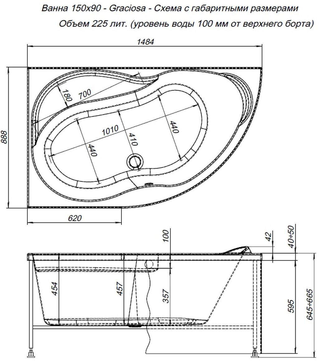 Акриловая ванна Aquanet Graciosa 150x90 L Акриловая ванна Aquanet Graciosa 150x90 L
