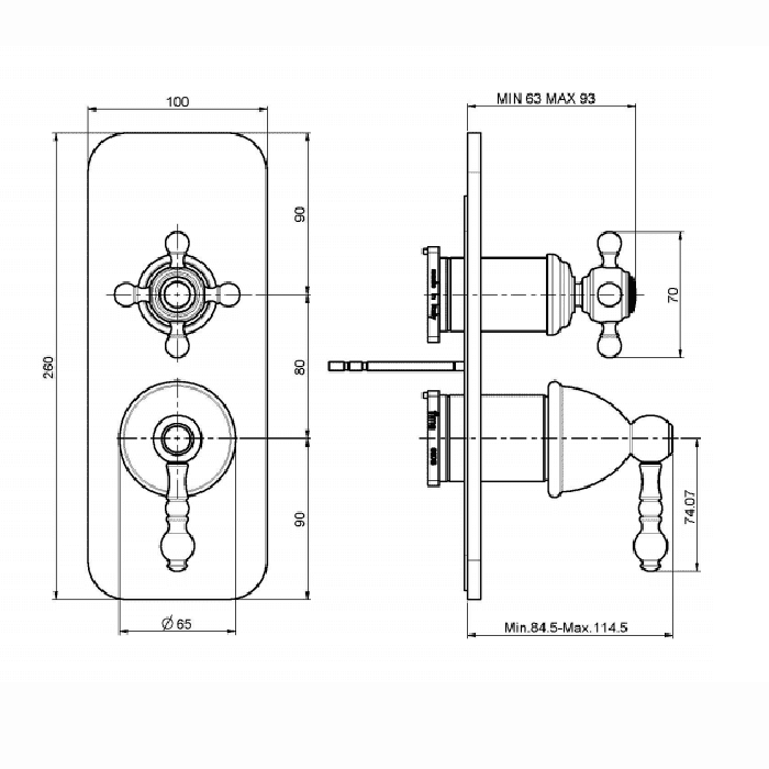 FIMA|Carlo Frattini Elizabeth Смеситель для душа встроенный, с переключателем на 2/3 источника, внешняя часть, цвет хром, артикул F5089X6CR