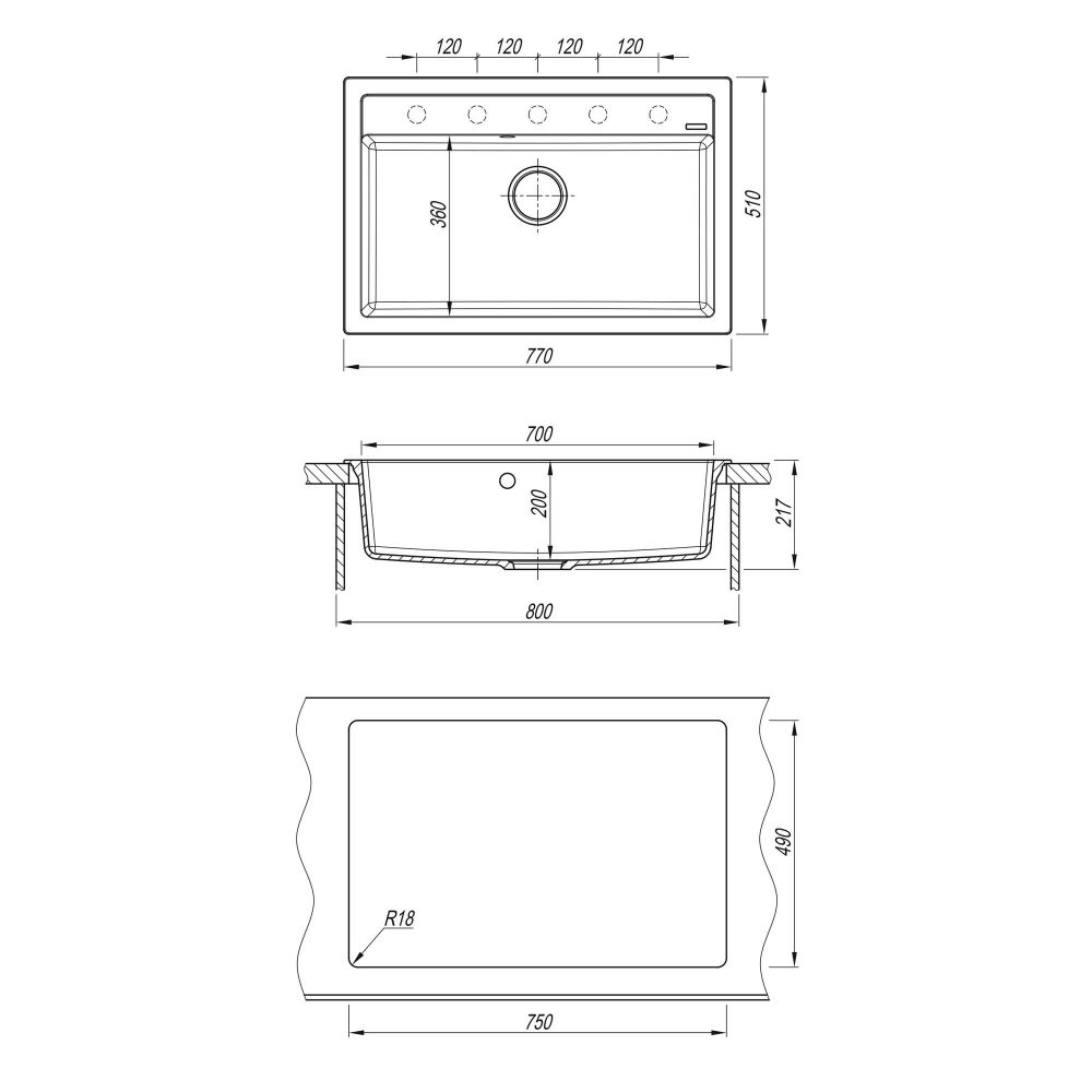 Кухонная мойка Florentina ЛИПСИ 20.440.E0770.201, жасмин, артикул 20.440.E0770.201