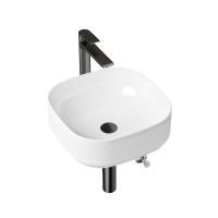 Комплект 5 в 1 Lavinia Boho Bathroom Sink Slim 21510017, накладная фарфоровая раковина 40 см, смеситель, латунный сифон, донный клапан quick-clac, угловые вентили 2 шт.