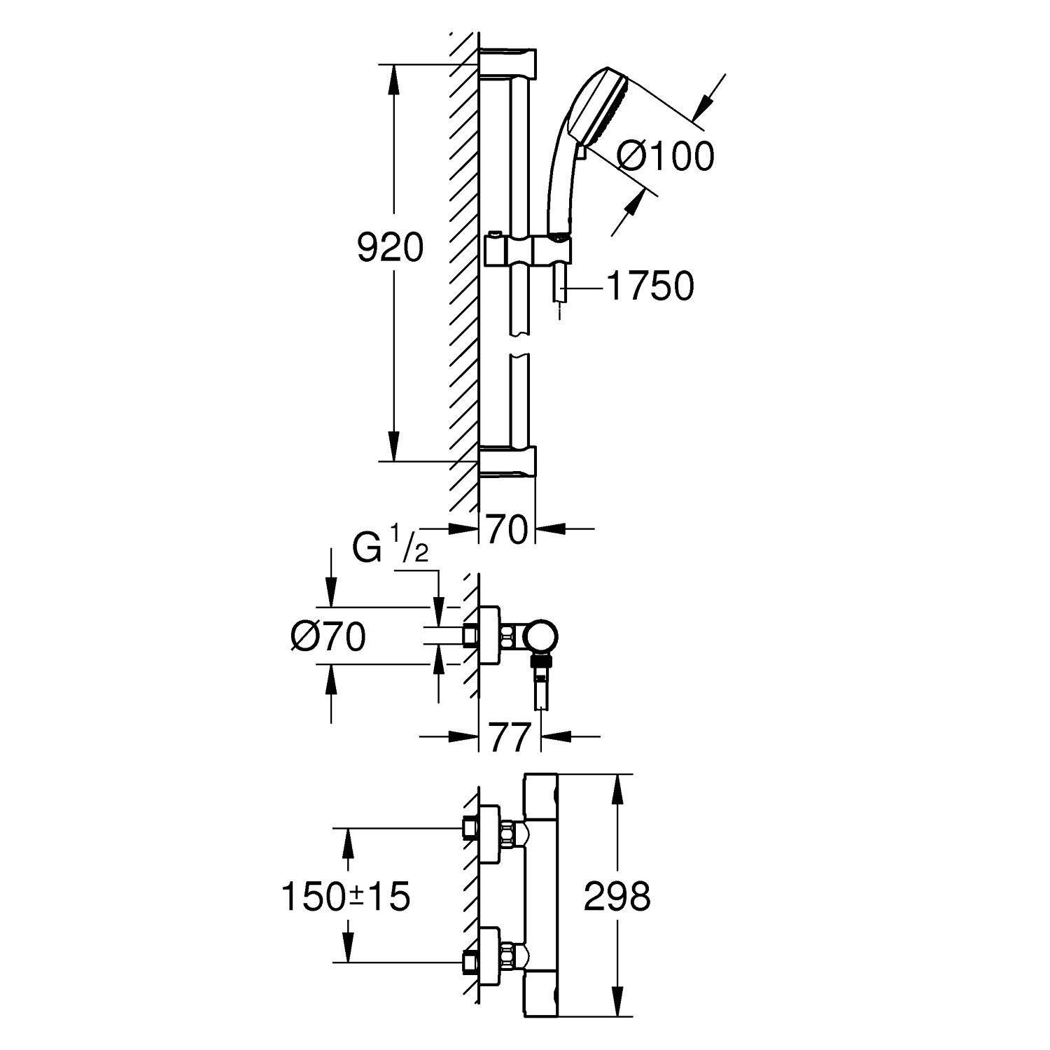 Термостат для душа GROHE Grohtherm 800 Cosmopolitan + Душевой гарнитур Tempesta Cosmopolitan, хром (34769000) Термостат для душа GROHE Grohtherm 800 Cosmopolitan + Душевой гарнитур Tempesta Cosmopolitan, хром (34769000)
