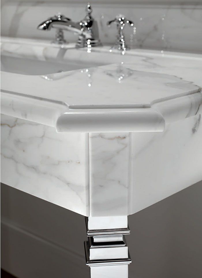 Devon Epoque Консоль раковину 103/100xh86x60 см со столешницей из белого mрамора bianco carrara с керам. раковиной York ножки хром, артикул DEEPOQUEMCACR