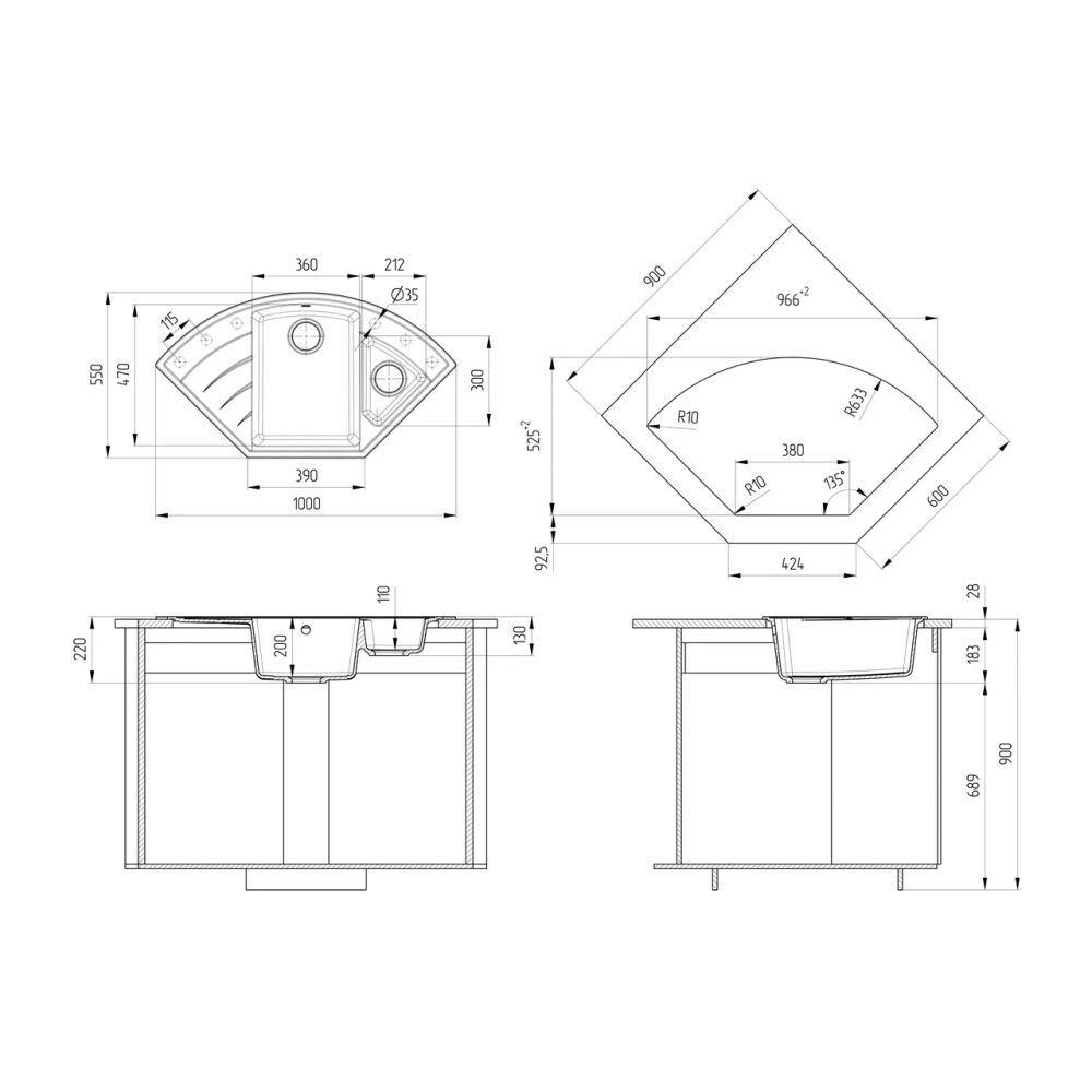 Кухонная мойка Ulgran Quartz Marta 1000-10, песок, артикул Marta 1000-10