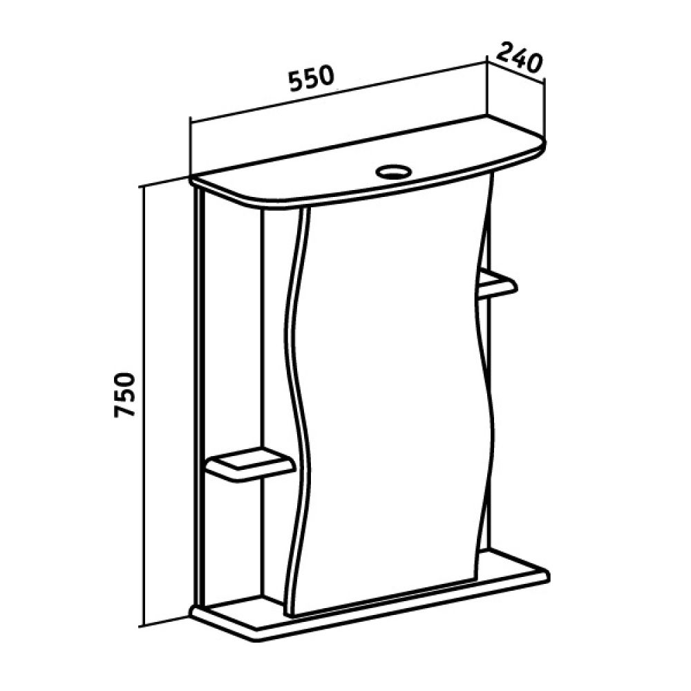 Зеркальный шкаф Runo правый Лилия 55 (00000000028), артикул 00000000028