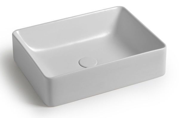 White Ceramic Slim, накладная прямоугольная раковина 50x38x13h см, цвет черный матовый