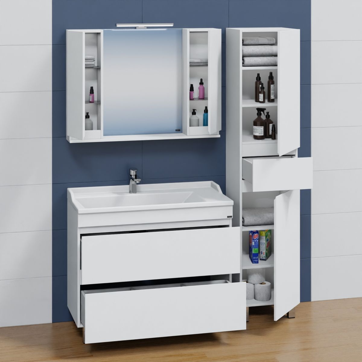 Тумба для умыв. "Марс 100" 2 ящ. напол. (ум. Сириус 100 литой мрамор)