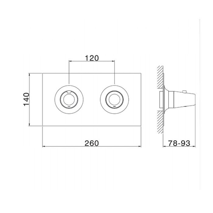 CISAL Vita Смеситель встраиваемый для душа на 2 выхода (без встраиваемой части ZA019140), цвет хром, артикул VI01914021