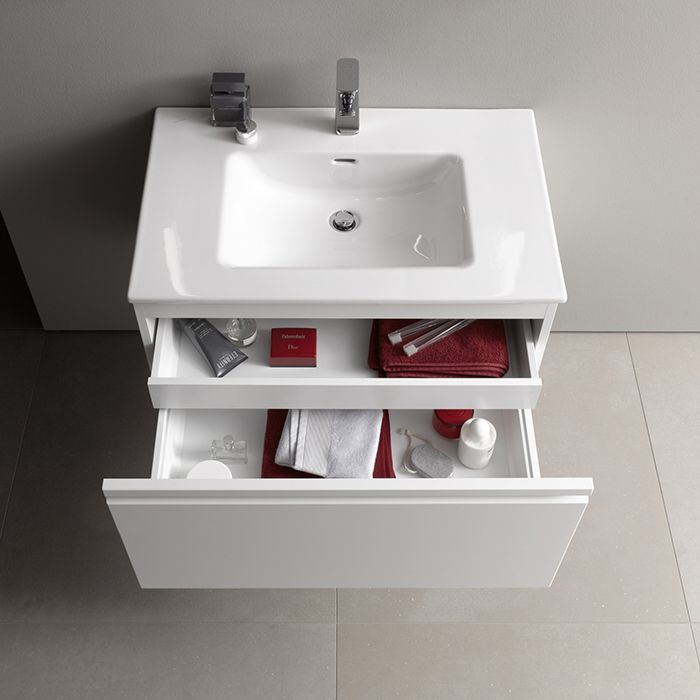 Laufen PRO S комплект: шкафчик с раковиной на 1 отв, 800х500х460 мм, с раковиной Slim 800 мм, 1 внутр. ящик, вкл.орган.для ящика, белый глянцевый, артикул 8.6096.4.475.104.1