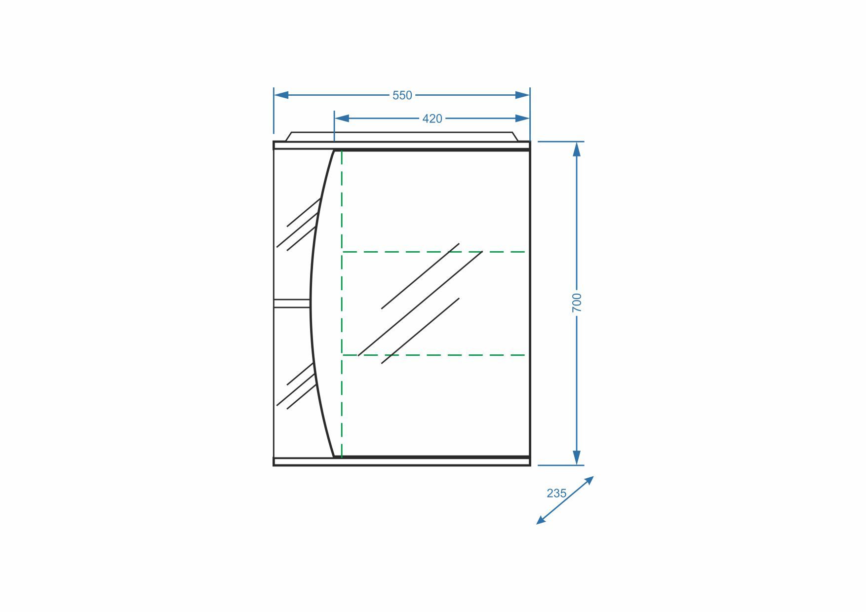 Зеркало-шкаф "Лана 55/С", правое