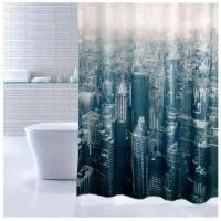 Штора для ванны Iddis Megapolis 180x200 Белая Черная Штора для ванны Iddis Megapolis 180x200 Белая Черная
