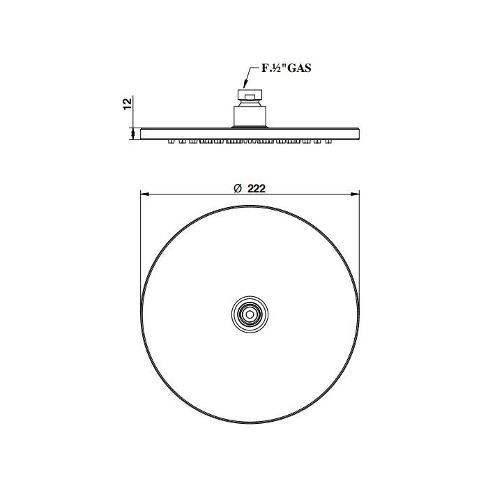 BONGIO Верхний душ Ø222 мм., цвет матированный никель