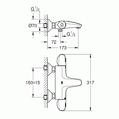 Душевая система Vitalio Start System 180 Flex с термостатом для ванны (NSB0157)