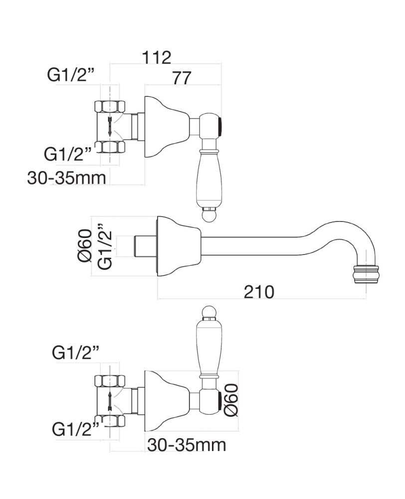Смеситель для раковины Fiore COLONIALE 02CO0636, хром/золото, артикул 02CO0636