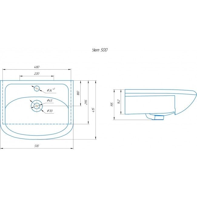 УМЫВАЛЬНИК RUNO мебельный Rosa Уют 50 (00000000152), артикул 00000000152