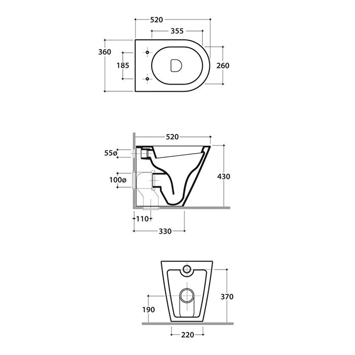 GLOBO Forty3 Унитаз напольный пристенный 52*36*h43см, с креплением, цвет: белый