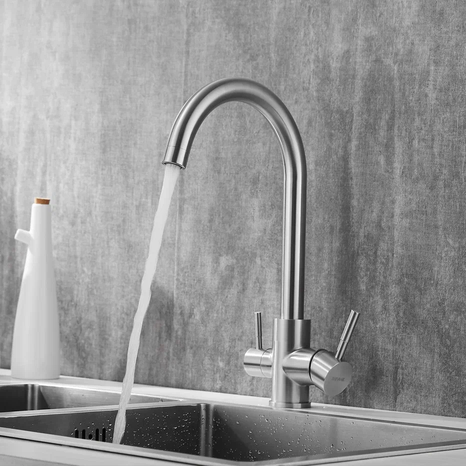 Смеситель для кухни с подключением фильтра Shevanik S168B, сатин