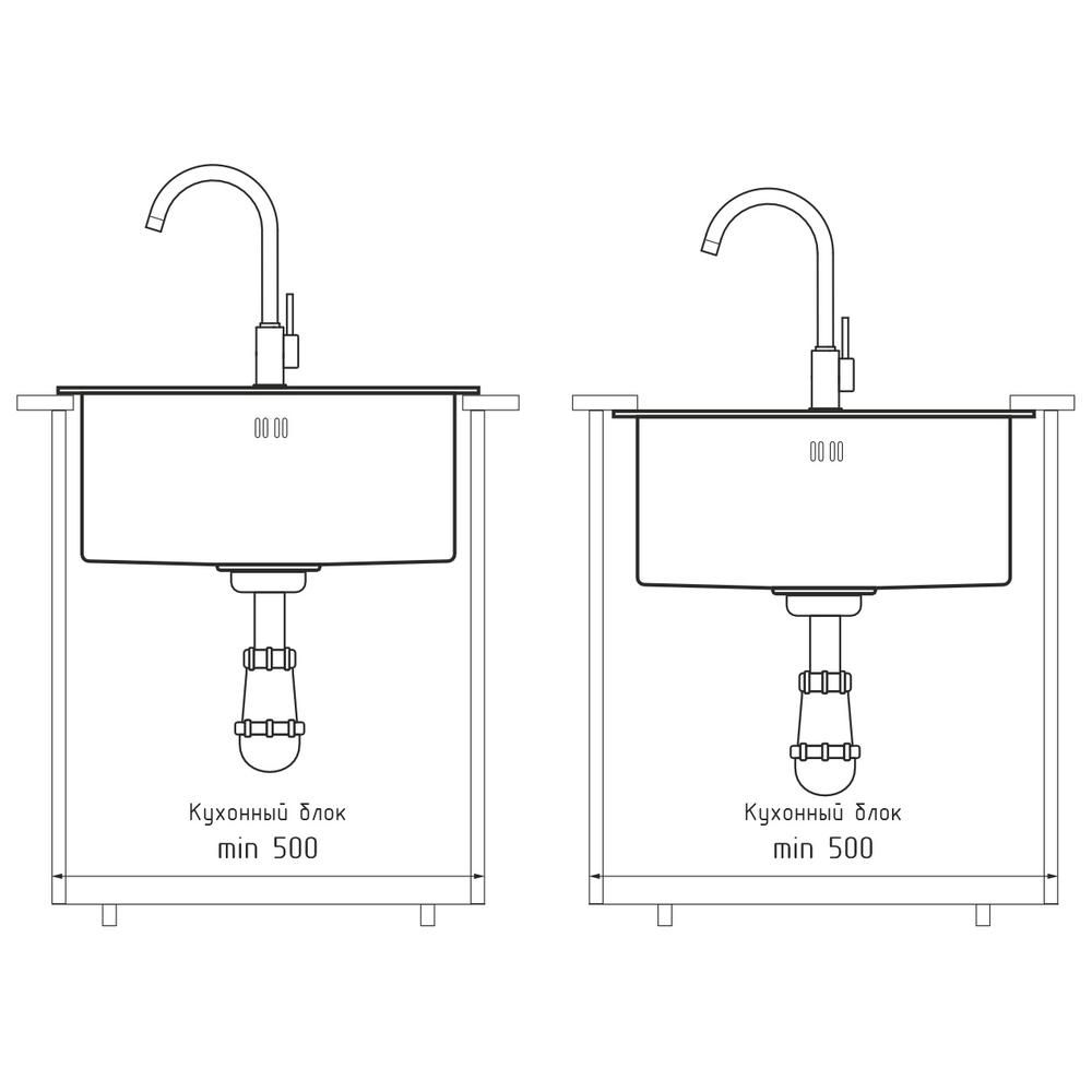 Кухонная мойка GranFest 4444, графит, артикул 4444 PVD графит