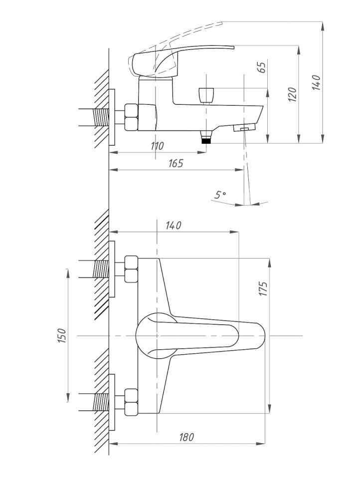 Смеситель для ванны с душем ПСМ-ПРОФСАН PSM-837-037 ProfECO тип См-ВОРНШлА, артикул PSM-837-037