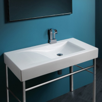 Simas Frozen консоль 100х50см с 1 отв. выбитым вручную, для установки на структуре, цвет белый