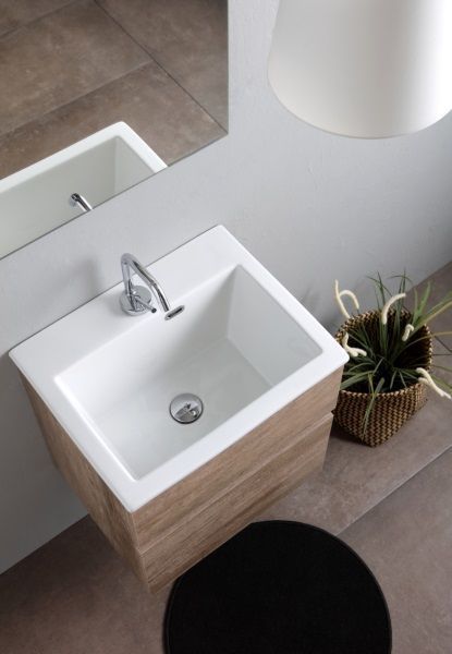 White Ceramic Laveria, тумба 50 см с 1 ящиком под постирочную раковину Rio, цвет дуб адамелло, артикул MEWMOB50RA