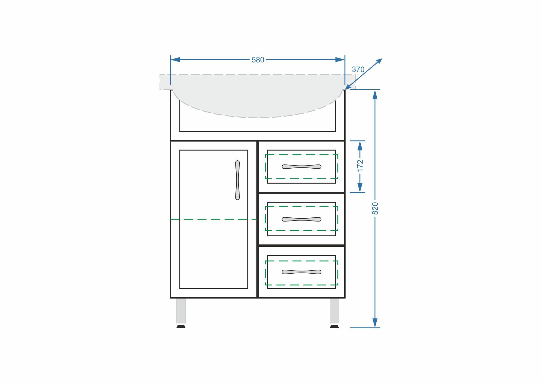 Тумба "Концепт 65", 3 ящ., Элеганс 65