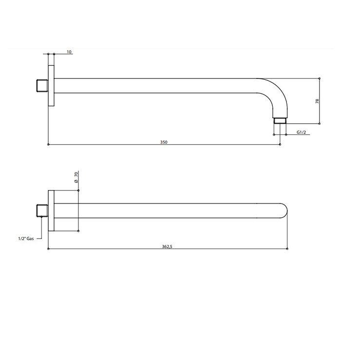 Bongio Time 2020 Потолочный держатель верхнего душа 250 мм, цвет черный матовый