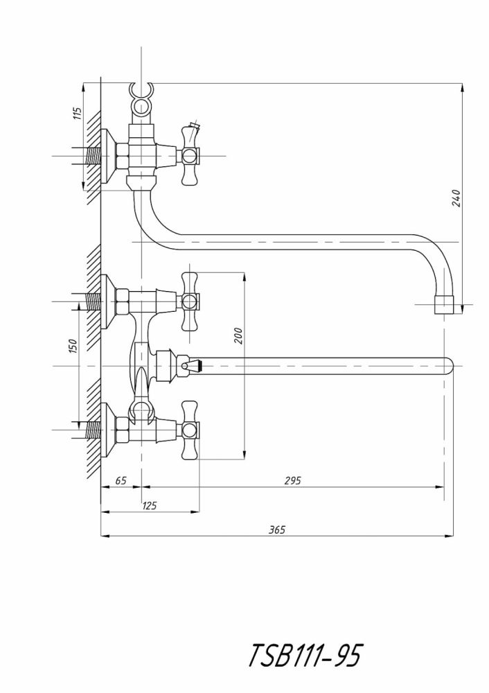 Смеситель для ванны с душем TSARSBERG (TSB-111-95) тип См-ВУДРНШлА, артикул TSB-111-95