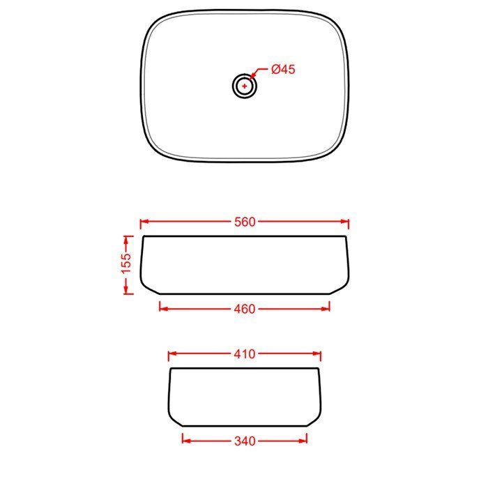 ARTCERAM COGNAC Раковина настольная Quadro 56x41 см, цвет белый глянец, покрытие Saniglaze