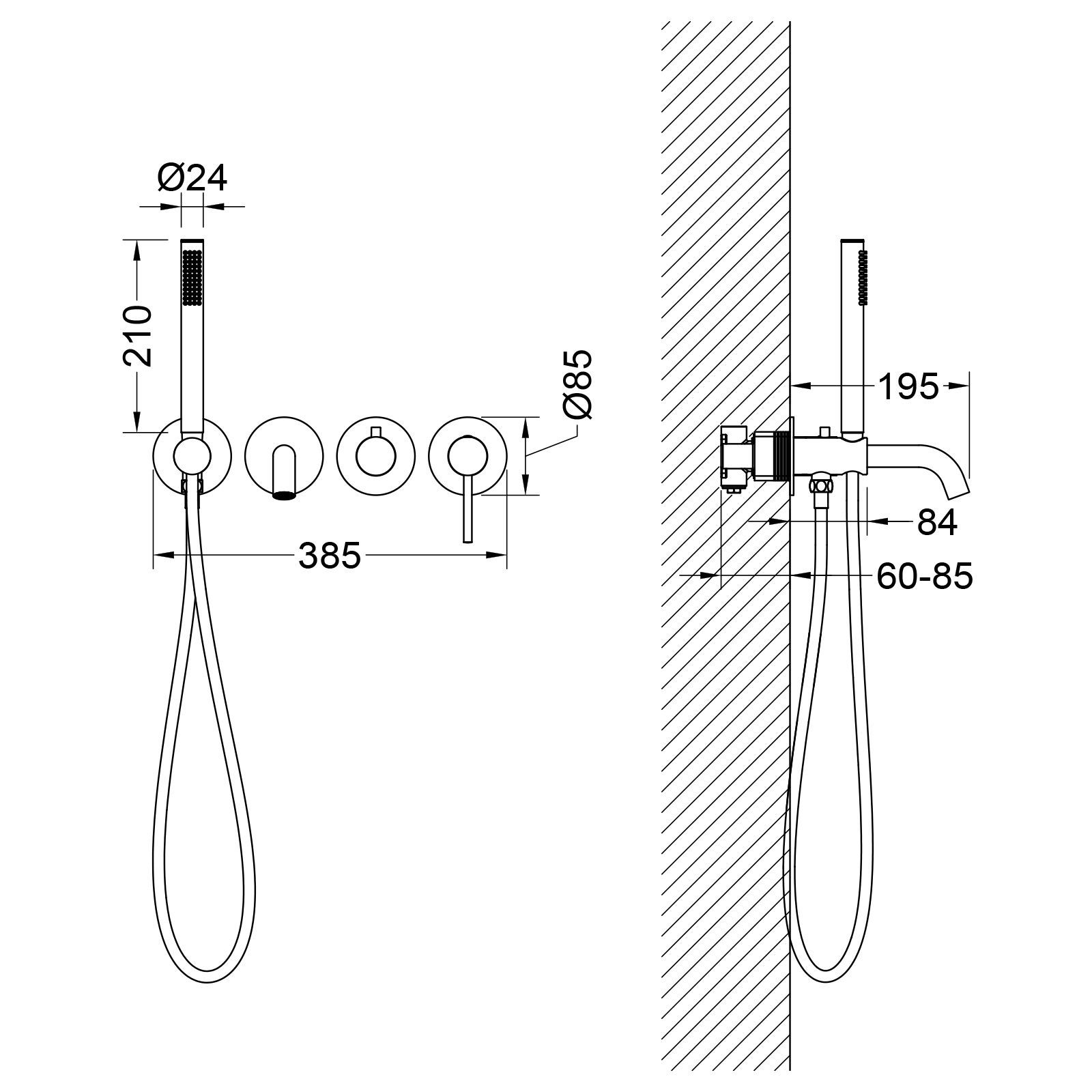 Смеситель встроенный для ванны с душем Timo Saona 2314/18YSM черное золото, артикул 2314/18YSM
