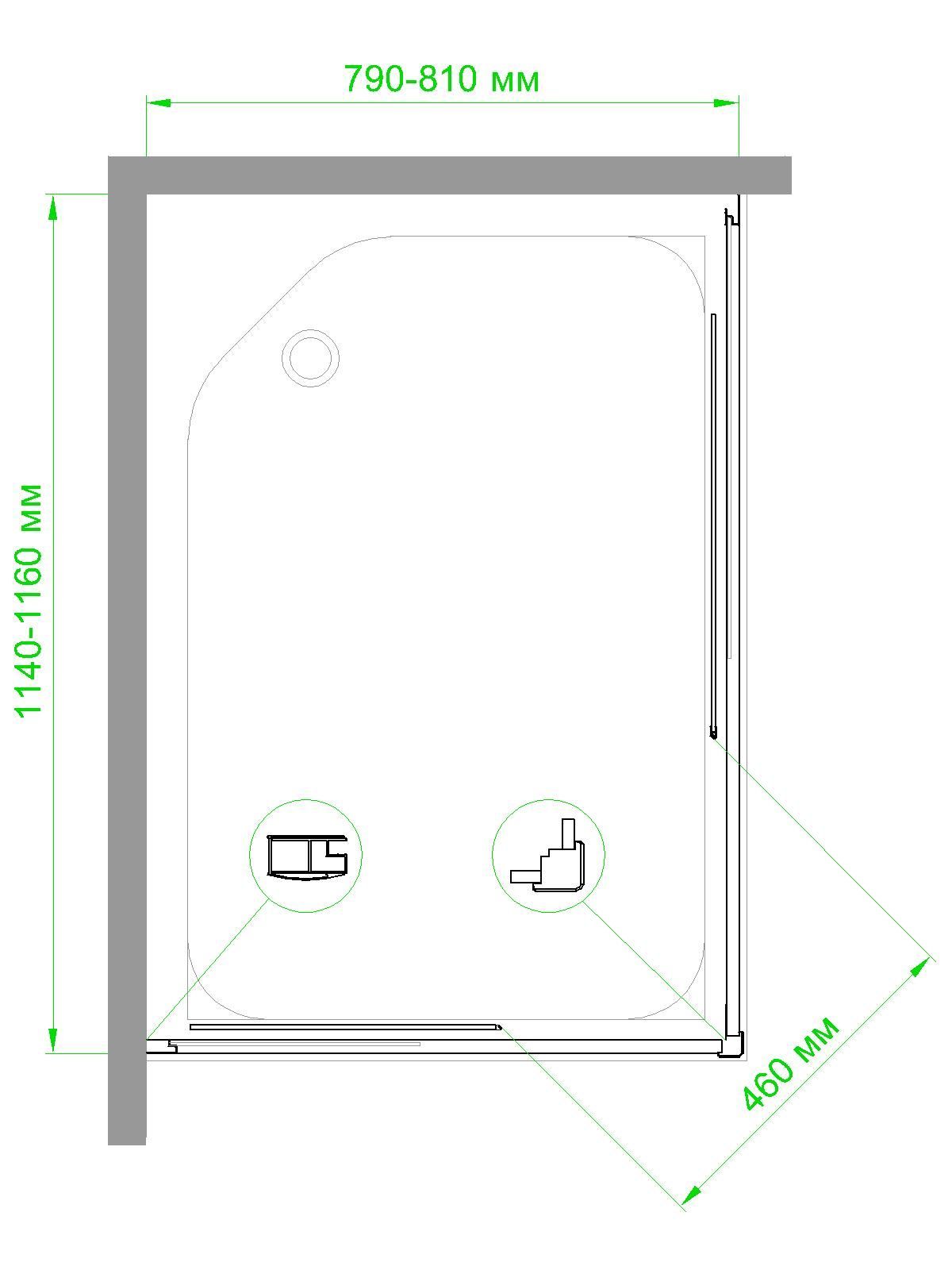 Душевой уголок RB HPD-C 80х115х185 (матовое)