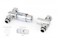 Автоматический терморегулятор прямой G 1/2" НР х G 3/4" НГ (набор) (Белый - Белый)