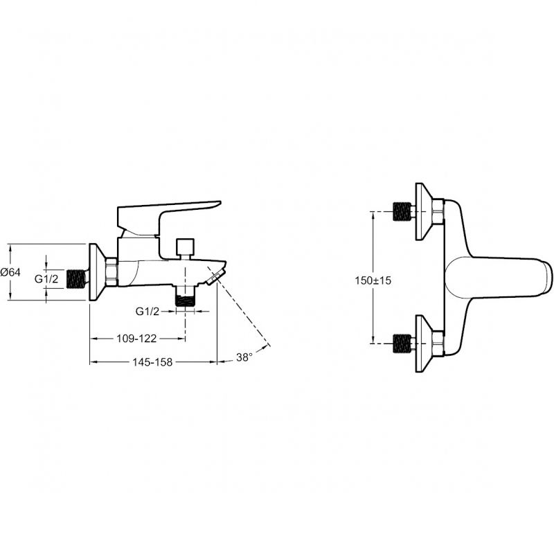 Смеситель для ванны с душем  JACOB DELAFON OSCAR E29844-CP (хром, L-15,8), шт