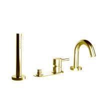 Bongio ON Смеситель на борт ванны с выдвижным ручным душем, цвет матовое французское золото