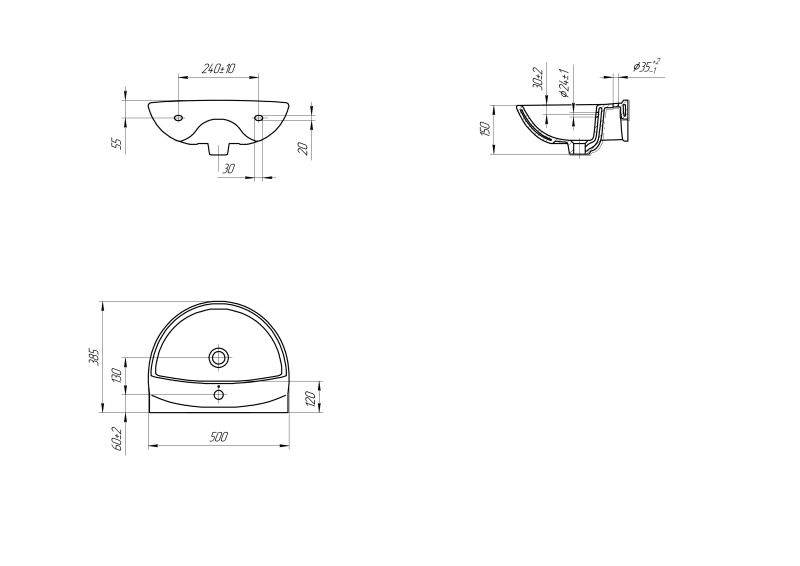 Раковина подвесная MITO RED 50 1 отв. (S-UM-MIR50/1-w), артикул S-UM-MIR50/1-w