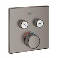 Термостат для ванны/душа Grohe Grohtherm SmartControl, квадратная розетка, 2 кнопки управления, внешняя часть, темный графит (29124AL0) Термостат для ванны/душа Grohe Grohtherm SmartControl, квадратная розетка, 2 кнопки управления, внешняя часть, темный графит (29124AL0)