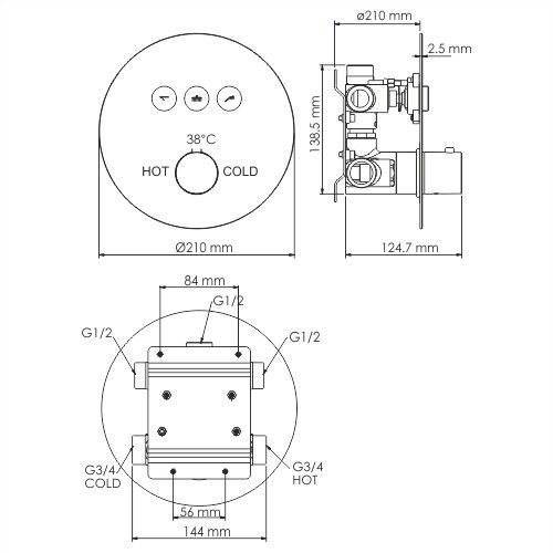 Dinkel 5844 Thermo Термостатический смеситель для ванны и душа