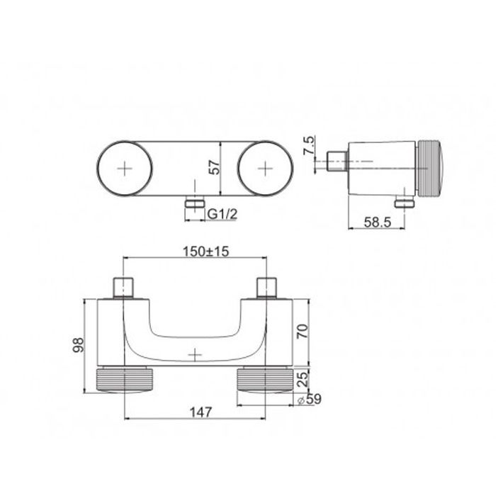 FIMA|Carlo Frattini Texture Collection Смеситель для душа внешнего монтажа, ручки "H", без накладок, цвет хром, артикул F5605/1HCR