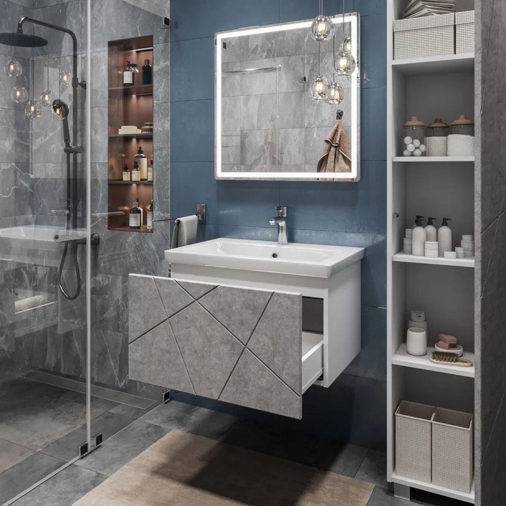 Тумба под раковину подвесная VIGO Geometry 034 бетон, 70 см, артикул 034 бетон