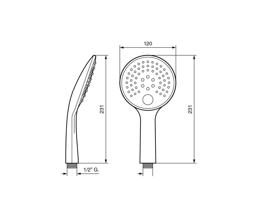 Emmevi, плоская круглая двухрежимная лейка ручного душа из ABS пластика (для набора 159), цвет хром, артикул C02470/CR