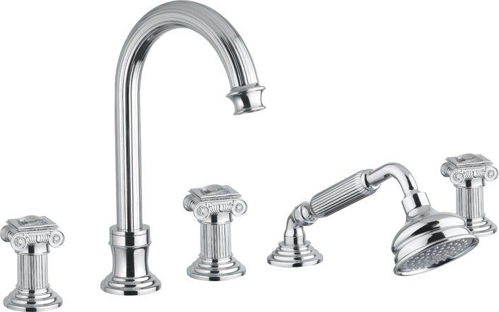 Смеситель на борт ванны с выдвижным душем и переключателем CEZARES OLIMP-BVD