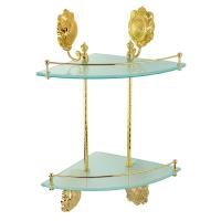 CLEOPATRA Полка c галереей угловая двойная, стекло матовое/золото