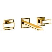 Gessi Eleganza Встраиваемый смеситель для раковины на 3 отверстия, без донного клапана, с изливом(внешние части), цвет: золото