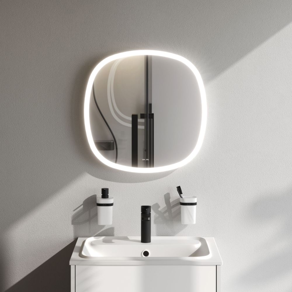 M8FMOX0551WGS Зеркало универсальное с контурной LED-подсветкой, ИК- сенсором, квадрат, 55 см