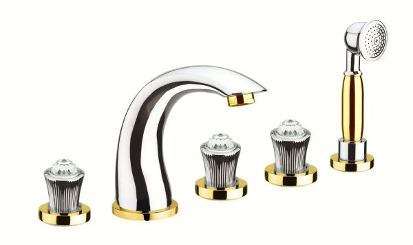 Смеситель на борт ванны Fiore VENERE SKY (SWAROVSKI®) 13CO0608, хром/золото