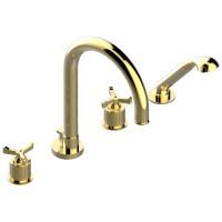 THG HAMPTONS Смеситель для установки на борт ванны на 4 отверстия, с изливом и ручным душем, цвет золото THG HAMPTONS Смеситель для установки на борт ванны на 4 отверстия, с изливом и ручным душем, цвет золото