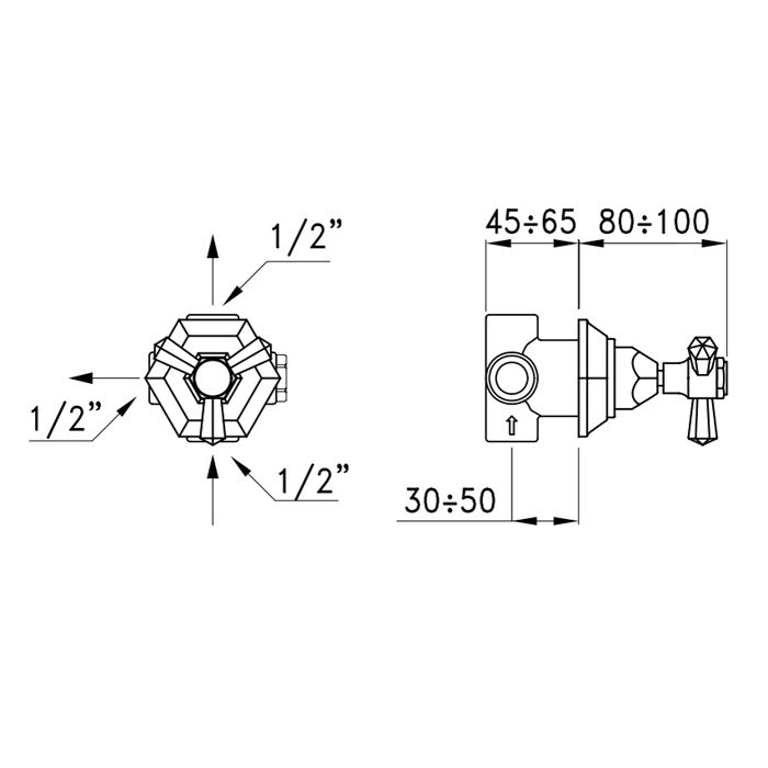 Stella Eccelsa Встраиваемый переключатель для душа 0/153 на 2 выхода, цвет: золото